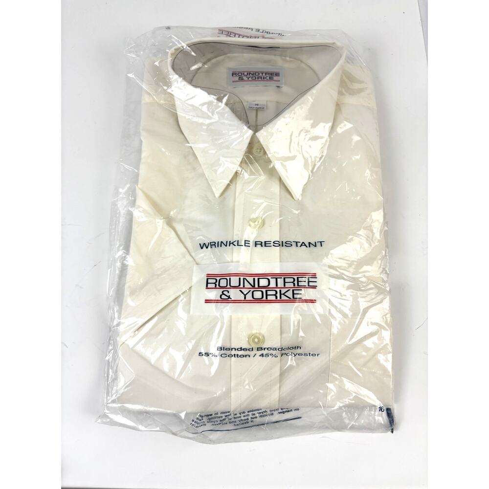 VTG Roundtree & Yorke Men's Blended Broadcloth Dress Shirt 16 Half Sleeve NOS